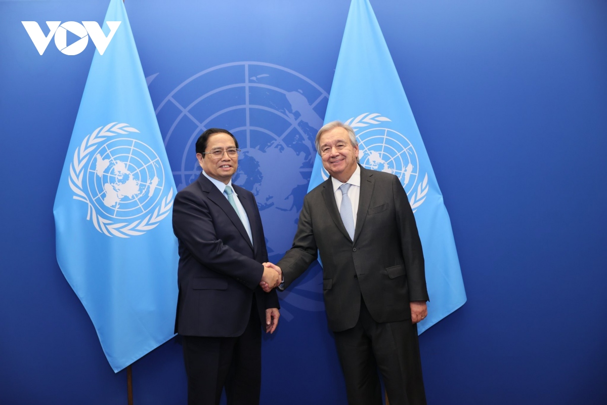 Thủ tướng Chính phủ Phạm Minh Chính gặp Tổng Thư ký Liên Hợp Quốc
